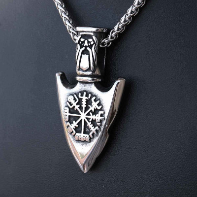 Ocelový přívěsek - Odinovo Kopí / Valknut / VEGVISIR (022)  / Bez řetízku nebo s řetízkem