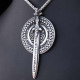 Ocelový přívěsek - Amulet Štít / Triskel / Runový meč (022)  / Bez řetízku nebo s řetízkem