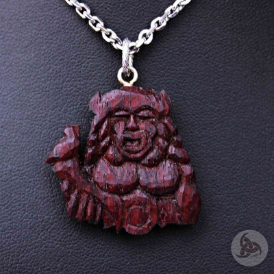 Ocelový náhrdelník - Přívěsek Radegast (Padouk dřevo) 01 + Řetízek Anker