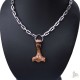 Ocelový náhrdelník - Thorovo kladivo Mjolnir (Stabilizovaný Javor) + Matný Řetěz (01)