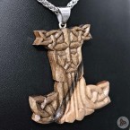 Ocelový náhrdelník - Přívěsek Thorovo kladivo Mjolnir (Ořech) 01 + Řetízek Celtic 5 mm