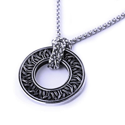 Ocelový přívěsek - Kruh / Runy + Řetízek Celtic 60 cm.